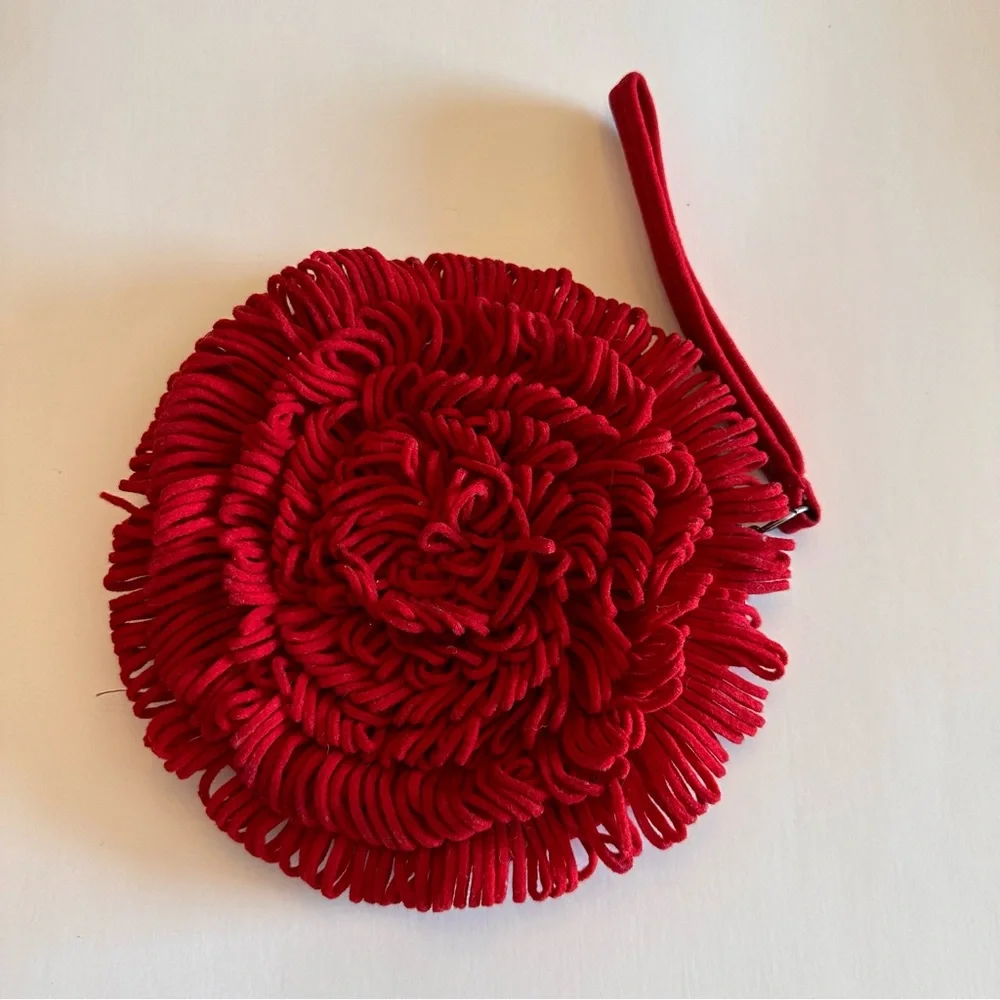 WICKED Poppy Vintage OOAK Round Red Boho Wristlet